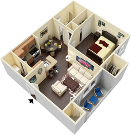 A2 - One Bedrooms / One Bath - 696 Sq. Ft.*