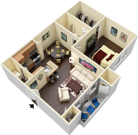 A3 - One Bedrooms / One Bath - 714  Sq. Ft.*