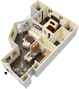 A4 - One Bedroom / One Bath - 821 Sq. Ft.*