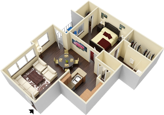 A5 - One Bedroom / One Bath - 647 Sq. Ft.*