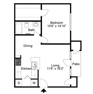 A3 - One Bedroom / One Bath - 714 Sq. Ft.*